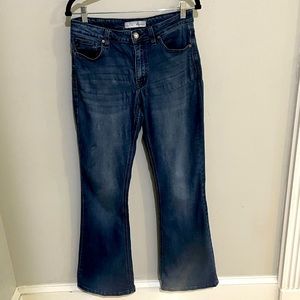 KanCan Womens Jeans 9/28P Midrise Flare Faded Wash faded Denim 5 Pocket Casual